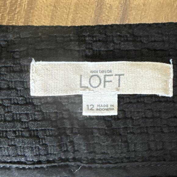 Ann Taylor LOFT Shorts Womens 12 Black The Riviera Waffle Textured Scalloped Hem - Picture 4 of 5